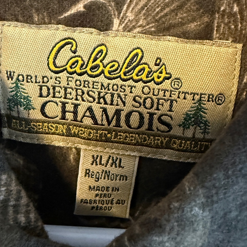 Cabelas Pima Cotton Deerskin Soft Chamois Fishing Shirt Mens XL Olive Green NWT - Picture 7 of 7